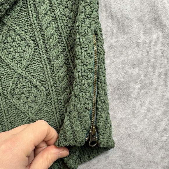 LL Bean Sweater Womens S Green Double L Cable Knit Crew Neck Pullover Textured - Picture 3 of 8